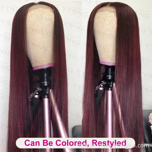 High Quality Human Hair T Part Lace Front Wig Pre Plucked Straight Lace Frontal Wig 150 180 Density Hot Selling Discount Price